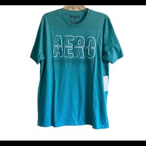 Sea Blue Aeropostale Mens XL Shirt with Puff Print